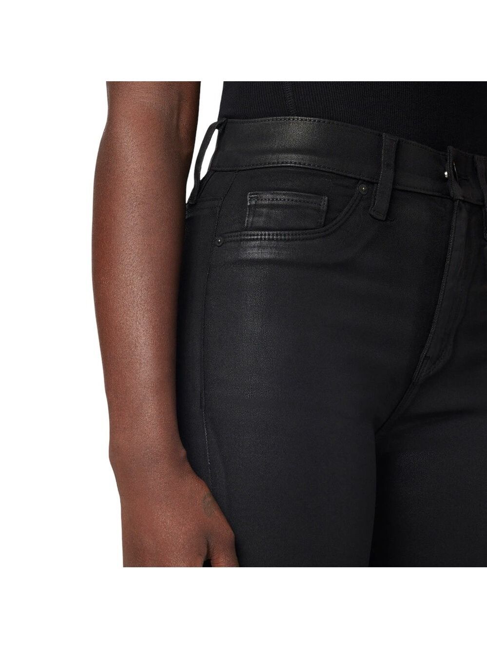 NWT $225 Hudson Barbara High-Rise Bootcut Jean Noir Coated 34.5” Inseam (Tall) - Picture 12 of 16